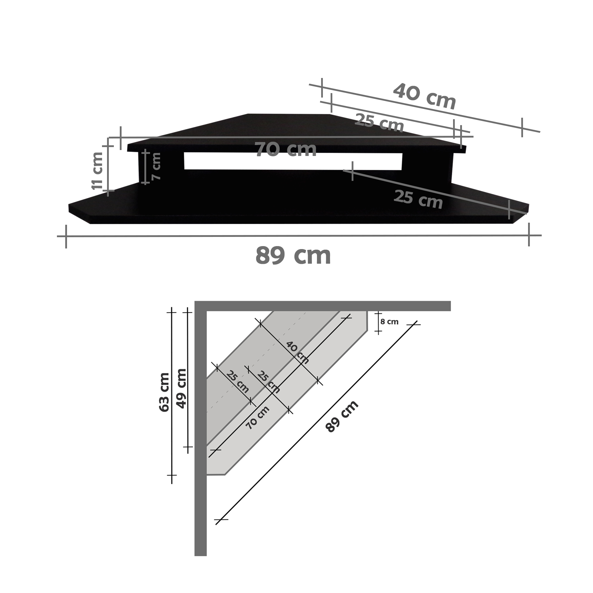 Mesa para Computador Monitor de Canto Suspenso Preto
