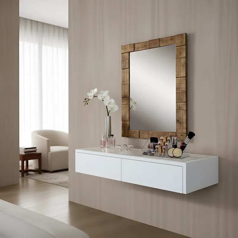 Penteadeira Aparador Suspenso para Maquiagem Quarto Branco Laca