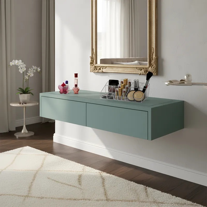 Penteadeira Aparador Suspenso para Maquiagem Quarto Verde Laca