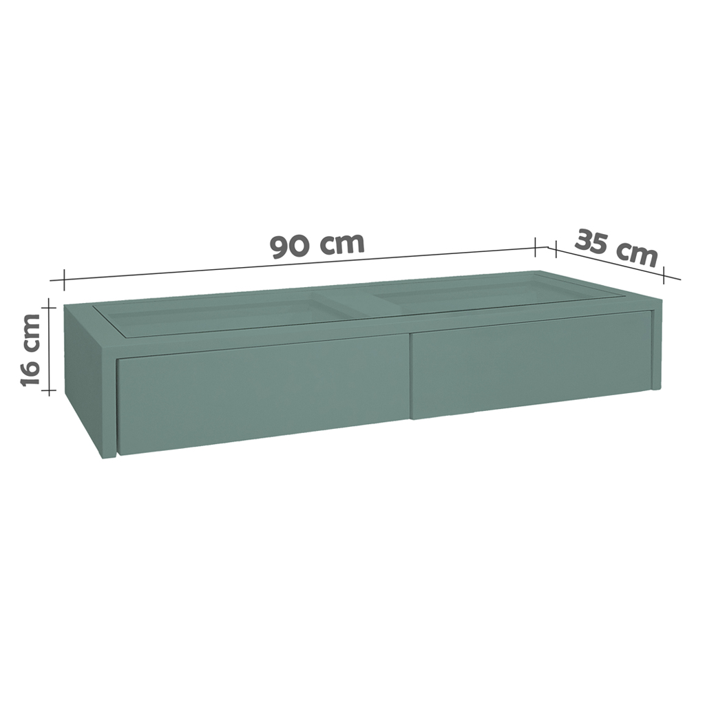 Penteadeira Aparador Suspenso para Maquiagem Quarto Verde Laca