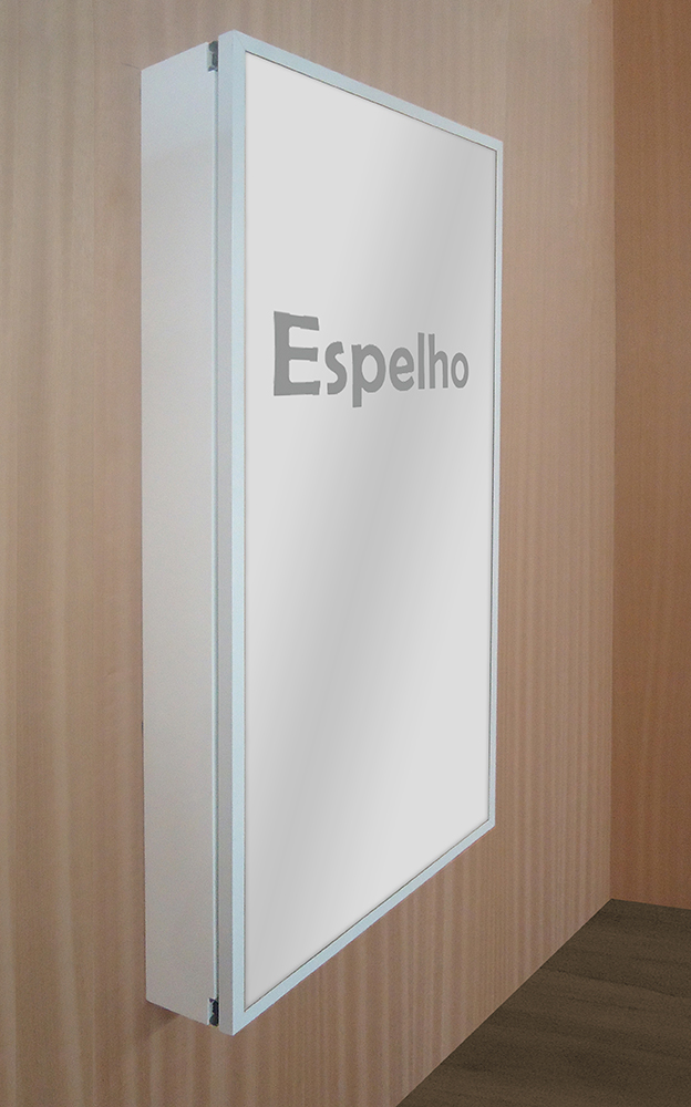 Porta Jóias Brincos e Acessórios Armário Penteadeira de Parede com Espelho Branco Laca