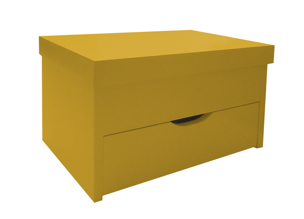 Porta Maquiagem Caixa Organizadora com Espelho Amarelo Laca