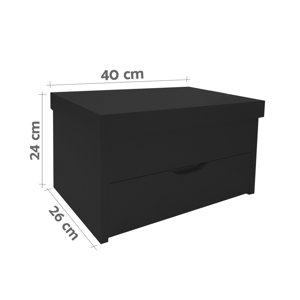 Porta Maquiagem Caixa Organizadora com Espelho Preto Laca