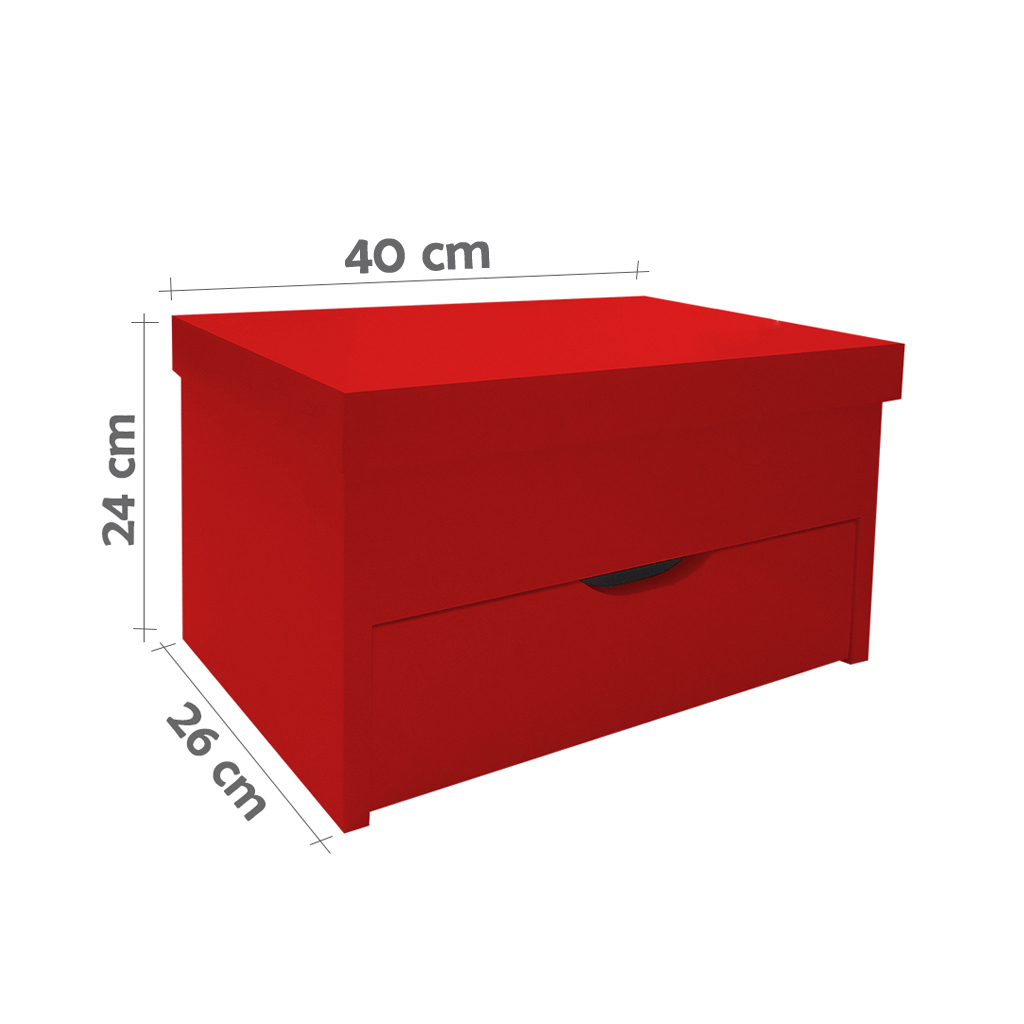 Porta Maquiagem Caixa Organizadora com Espelho Vermelho Laca