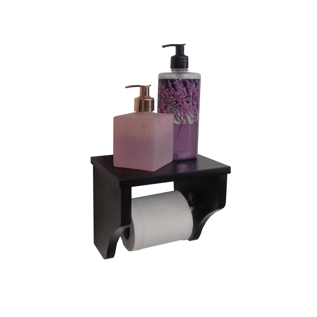 Porta Papel Higiênico Acessório para Banheiro Papeleira Suporte de Parede Preto Laca