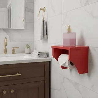 Porta Papel Higiênico Acessório para Banheiro Papeleira Suporte de Parede Vermelho Laca