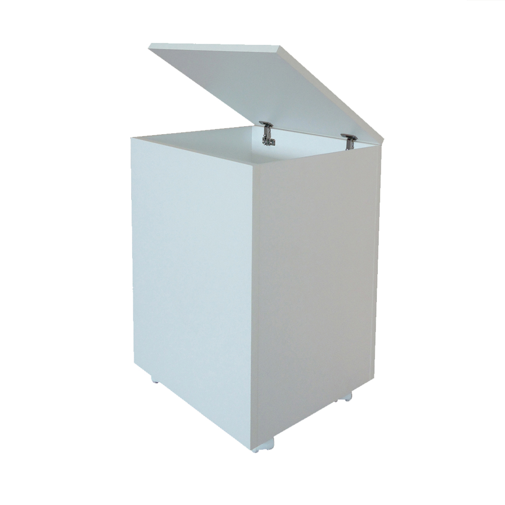Porta Ração Caixa Dispenser com rodízios Pet para Armazenar até 25 Kg Branco