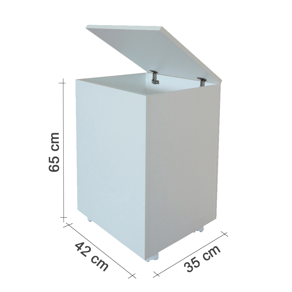 Porta Ração Caixa Dispenser com rodízios Pet para Armazenar até 25 Kg Branco
