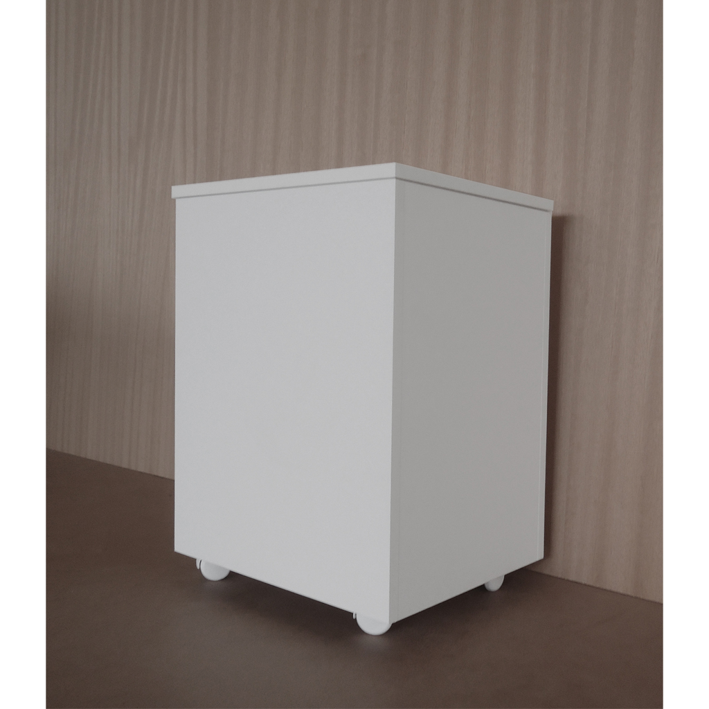 Porta Ração Caixa Dispenser com rodízios Pet para Armazenar até 25 Kg Branco