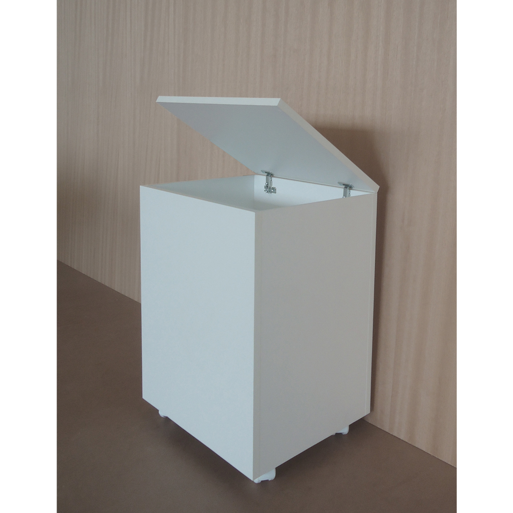 Porta Ração Caixa Dispenser com rodízios Pet para Armazenar até 25 Kg Branco