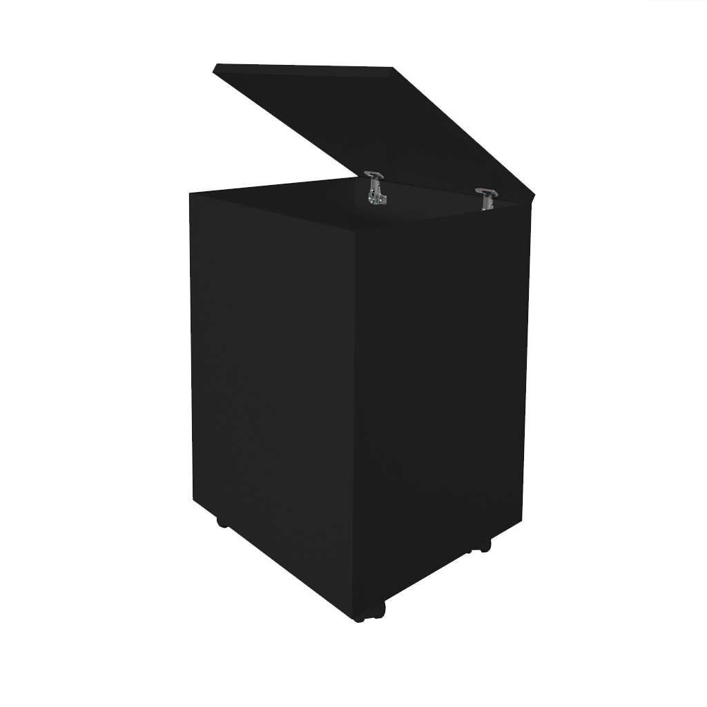 Porta Ração Caixa Dispenser com rodízios Pet para Armazenar até 25 Kg Preto