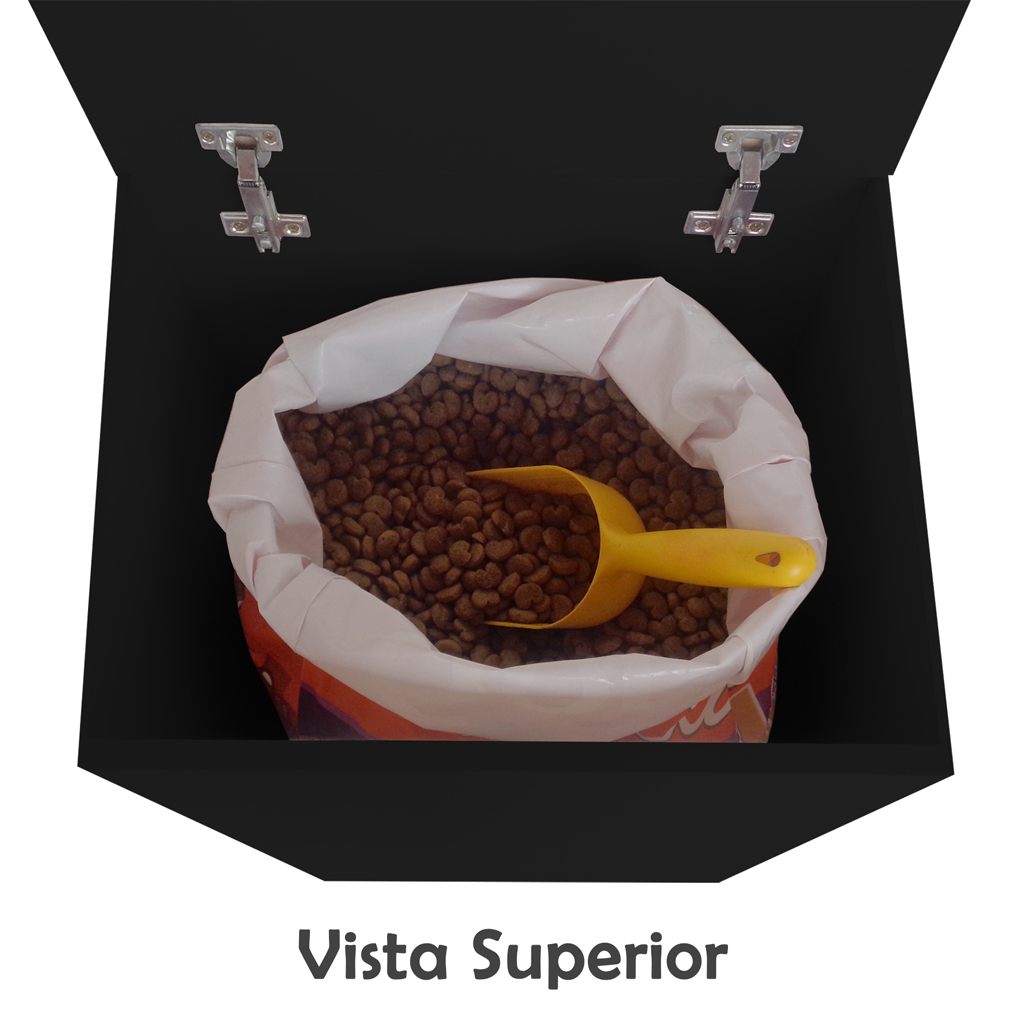 Porta Ração Caixa Dispenser com rodízios Pet para Armazenar até 25 Kg Preto