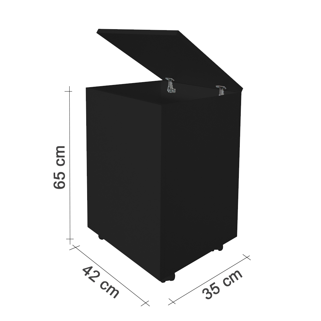 Porta Ração Caixa Dispenser com rodízios Pet para Armazenar até 25 Kg Preto