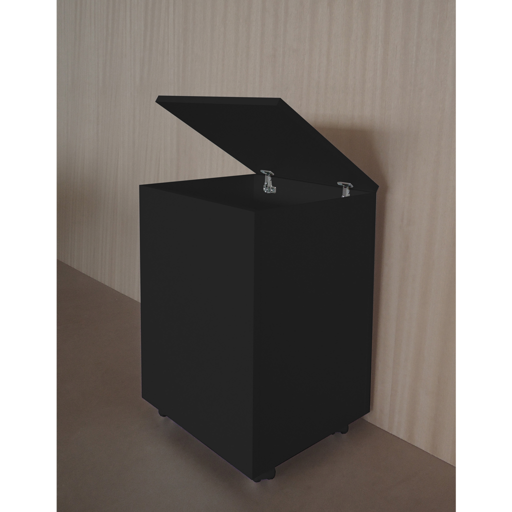Porta Ração Caixa Dispenser com rodízios Pet para Armazenar até 25 Kg Preto