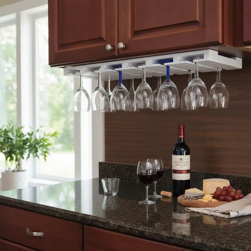 Porta Taças Reto Suporte de Parede Decorativo para Adegas - Branco Laca