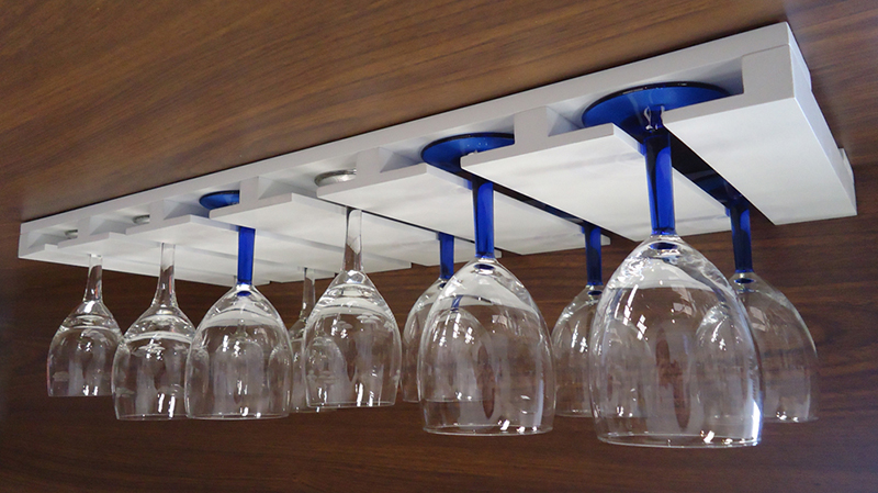 Porta Taças Reto Suporte de Parede Decorativo para Adegas - Branco Laca