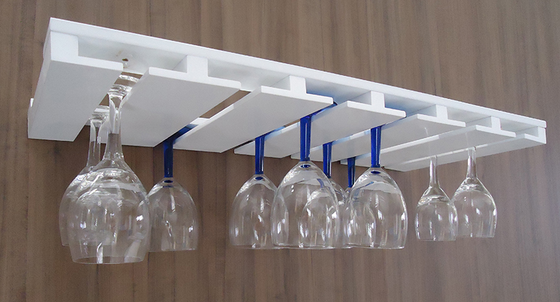 Porta Taças Reto Suporte de Parede Decorativo para Adegas - Branco Laca