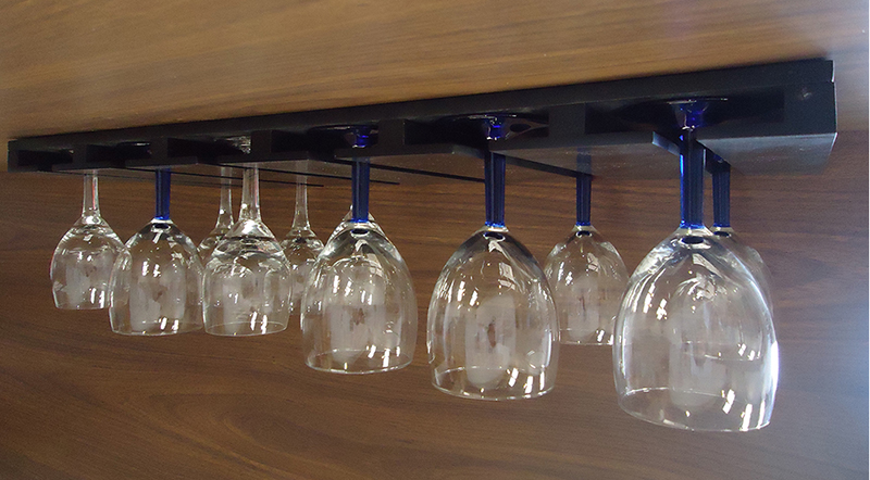 Porta Taças Reto Suporte de Parede Decorativo para Adegas - Preto Laca