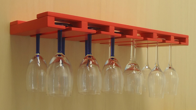 Porta Taças Reto Suporte de parede Decorativo para Adegas - Vermelho Laca