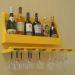 Porta Taças e Prateleira Adega Decorativa Suspenso de Parede para Vinhos Garrafas Bares - Amarelo Laca