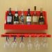 Porta Taças e Prateleira Adega Decorativa Suspenso de Parede para Vinhos Garrafas Bares - Vermelho Laca