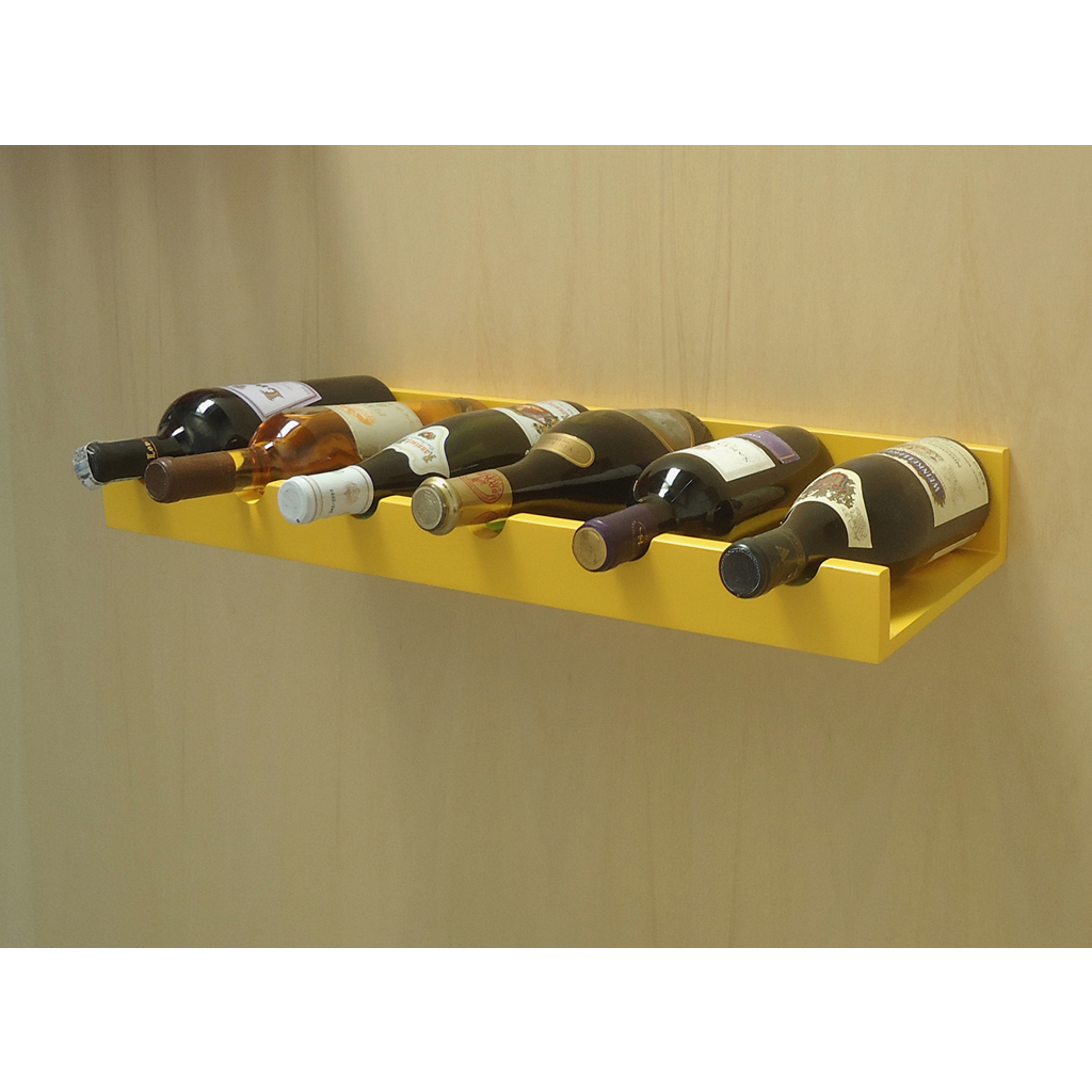 Prateleira Adega New Suporte de Parede Decorativo para Vinhos e Garrafas - Amarelo Laca