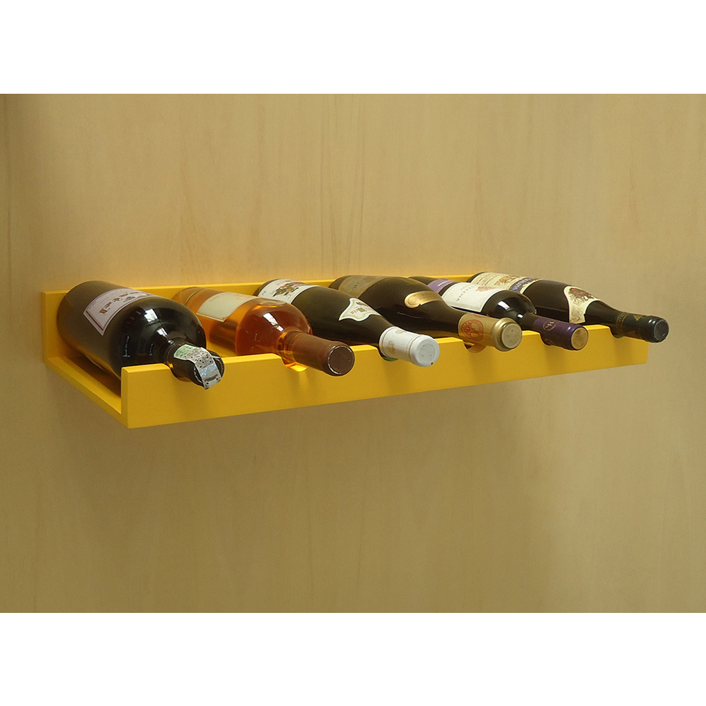 Prateleira Adega New Suporte de Parede Decorativo para Vinhos e Garrafas - Amarelo Laca