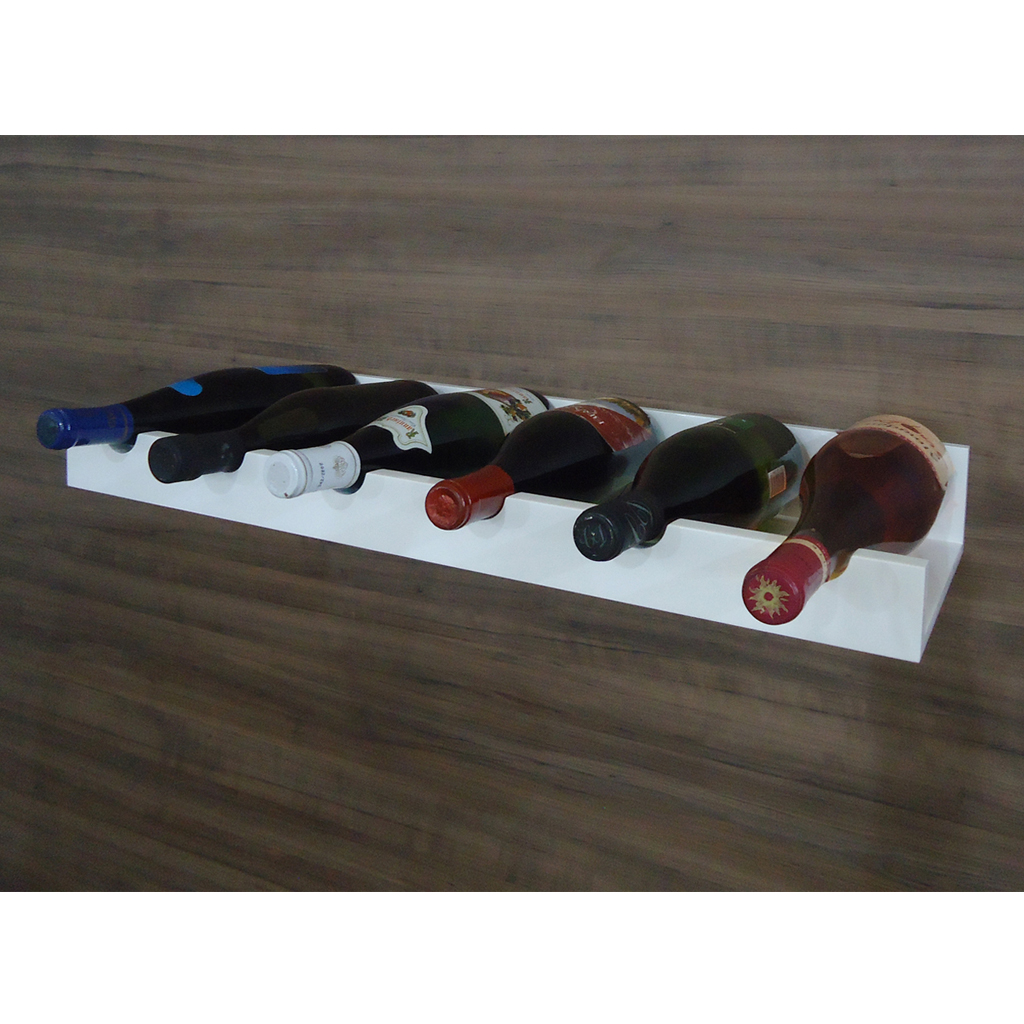 Prateleira Adega New Suporte de Parede Decorativo para Vinhos e Garrafas - Branco Laca