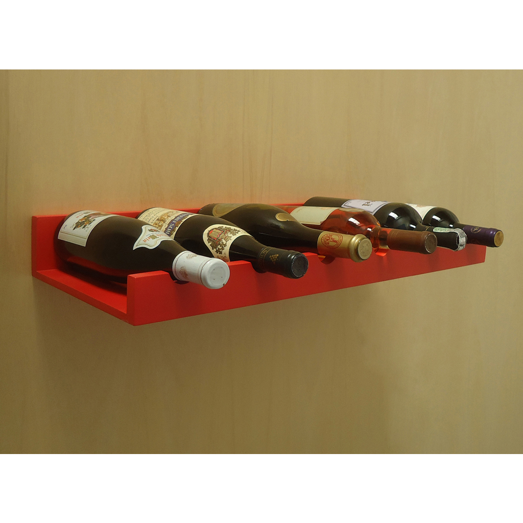 Prateleira Adega New Suporte de Parede Decorativo para Vinhos e Garrafas - Vermelho Laca