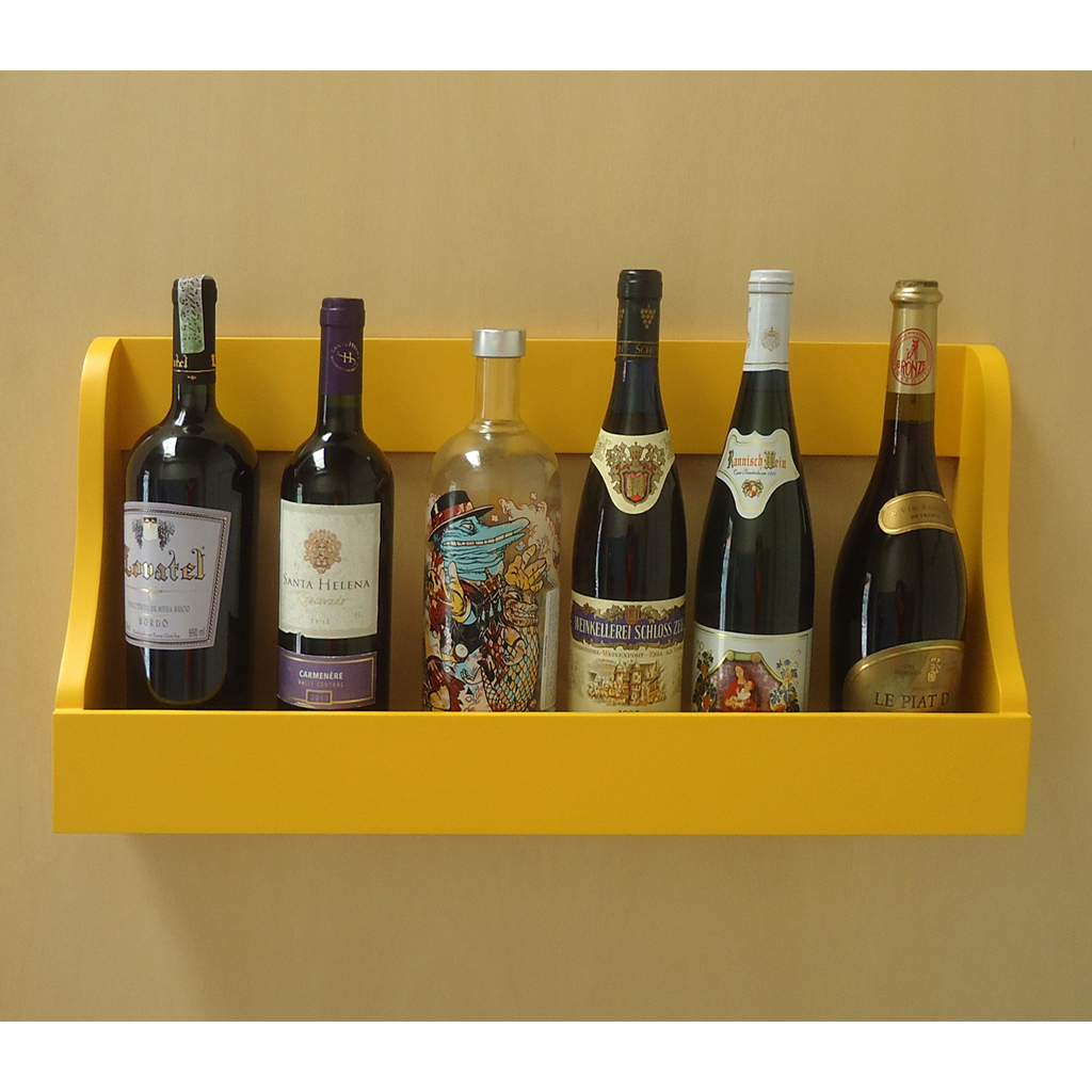 Prateleira Adega Suporte de Parede Decorativo para Vinhos e Bebidas - Amarelo Laca