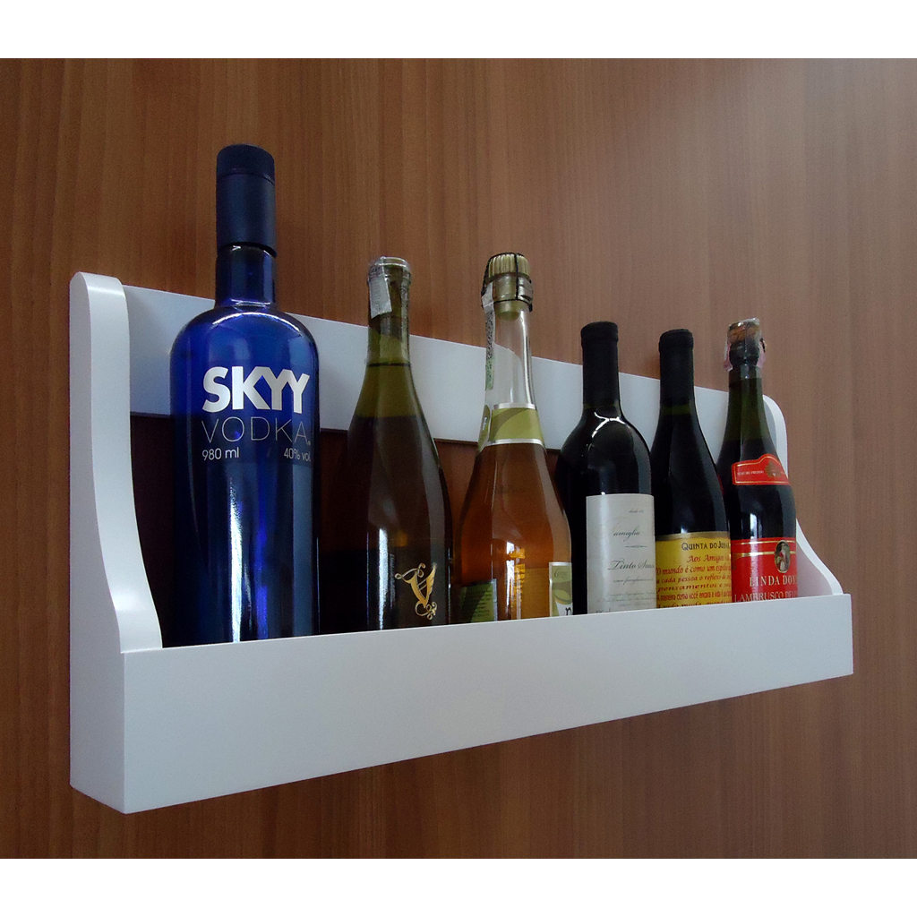 Prateleira Adega Suporte de Parede Decorativo para Vinhos e Bebidas - Branco Laca