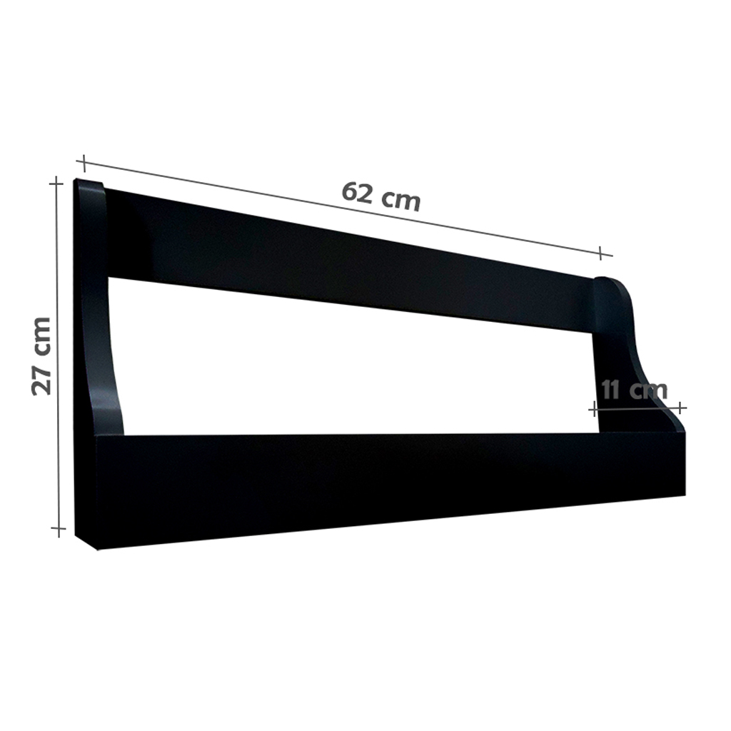 Prateleira Adega Suporte de Parede Decorativo para Vinhos e Bebidas - Preto Laca