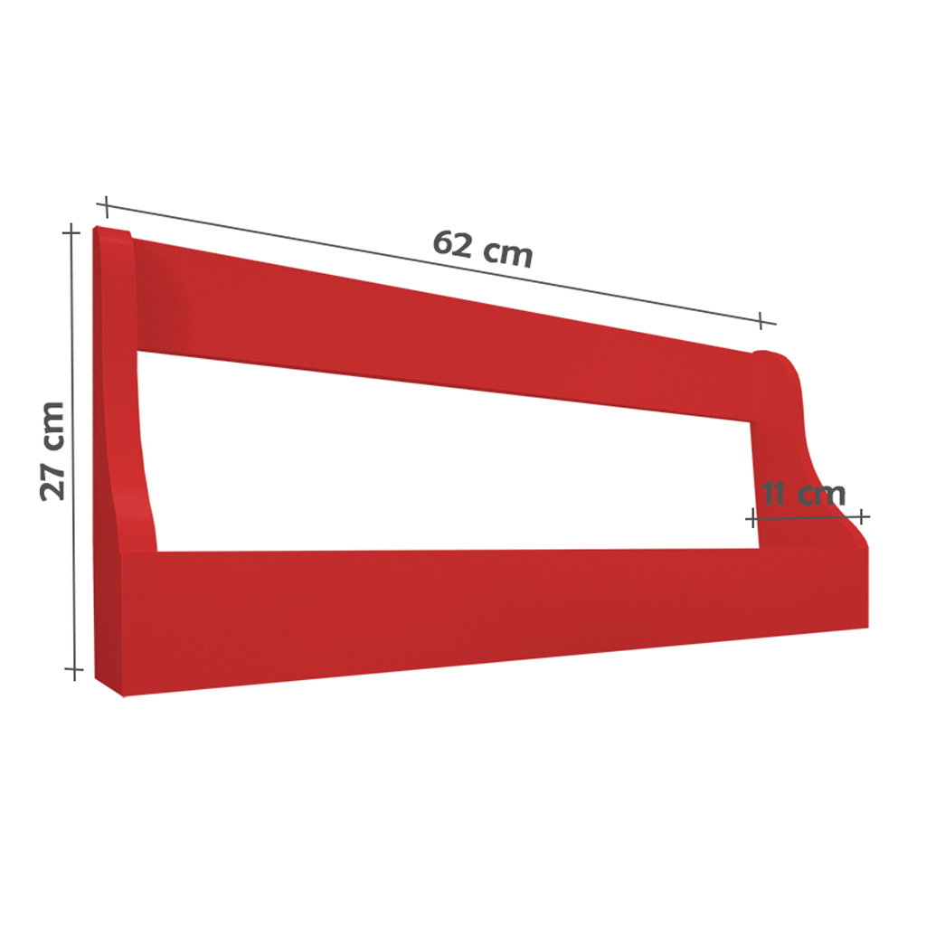 Prateleira Adega Suporte de Parede Decorativo para Vinhos e Bebidas - Vermelho Laca