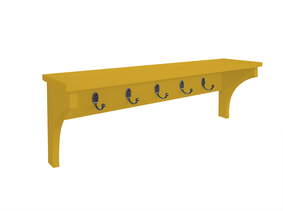 Prateleira Cabideiro Suporte Porta Canecas Utensílios de Cozinha Mochilas Bolsas - Amarelo Laca