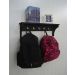 Prateleira Cabideiro Suporte Porta Canecas Utensílios de Cozinha Mochilas Bolsas - Preto Laca