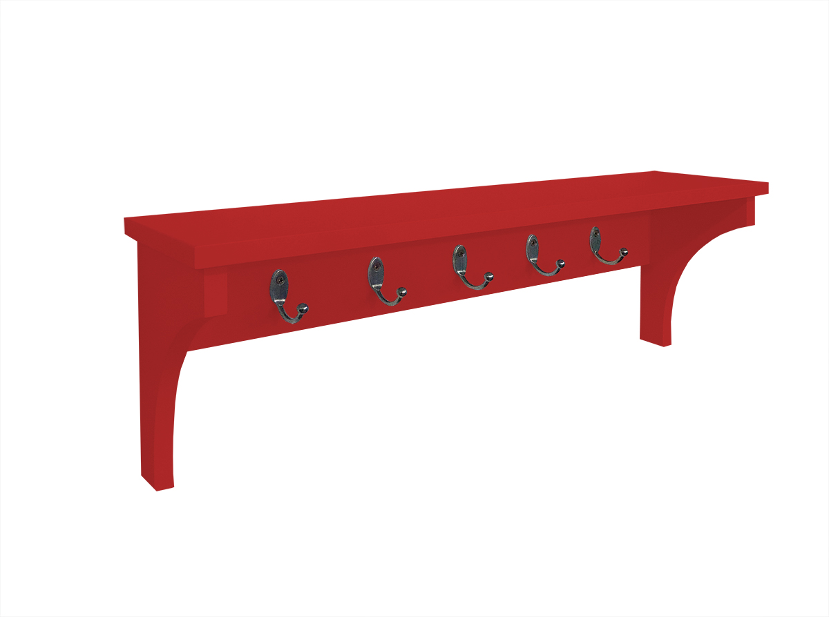 Prateleira Cabideiro Suporte Porta Canecas Utensílios de Cozinha Mochilas Bolsas - Vermelho Laca