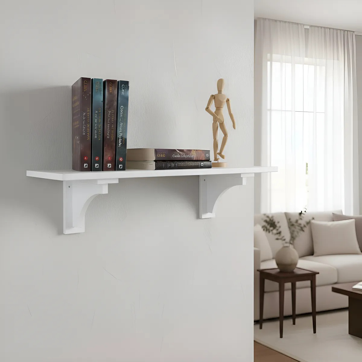 Prateleira Decorativa Suporte para Livros com Cantoneira Mão Francesa Branco Laca