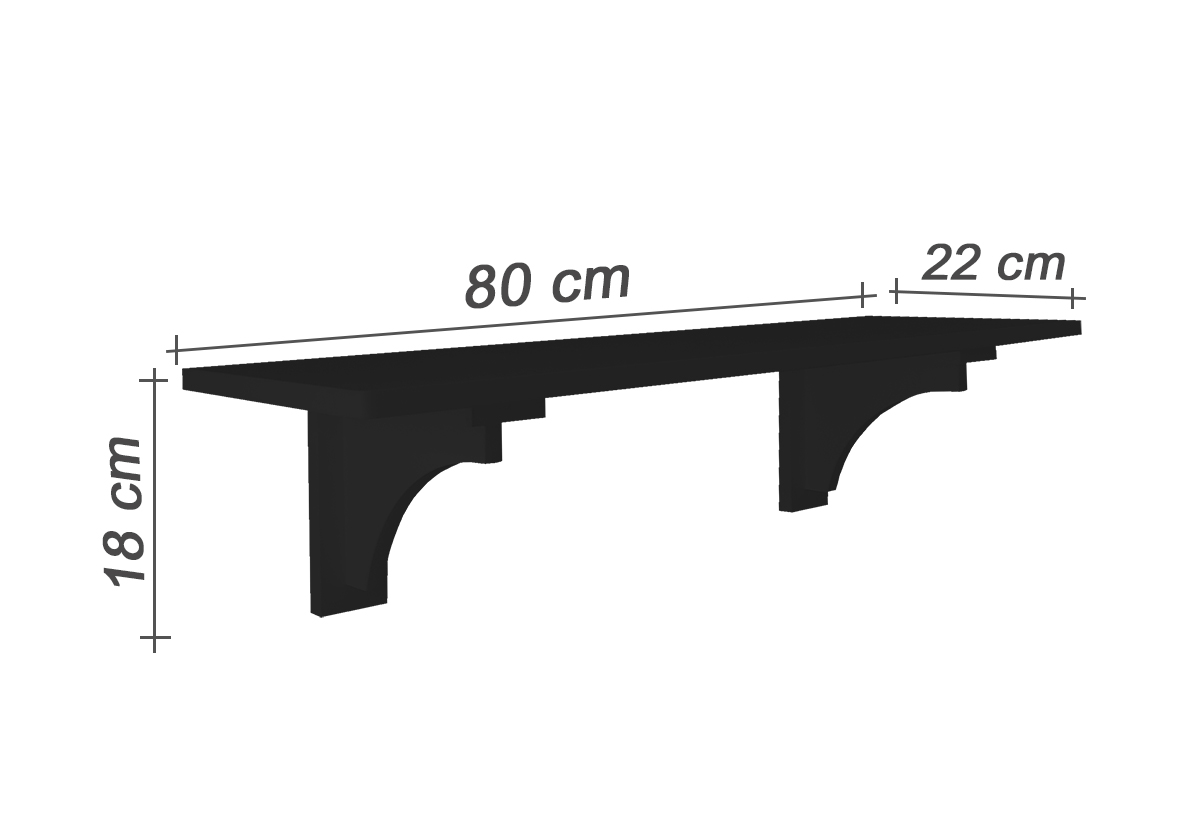 Prateleira Decorativa Suporte para Livros com Cantoneira Mão Francesa Preto Laca