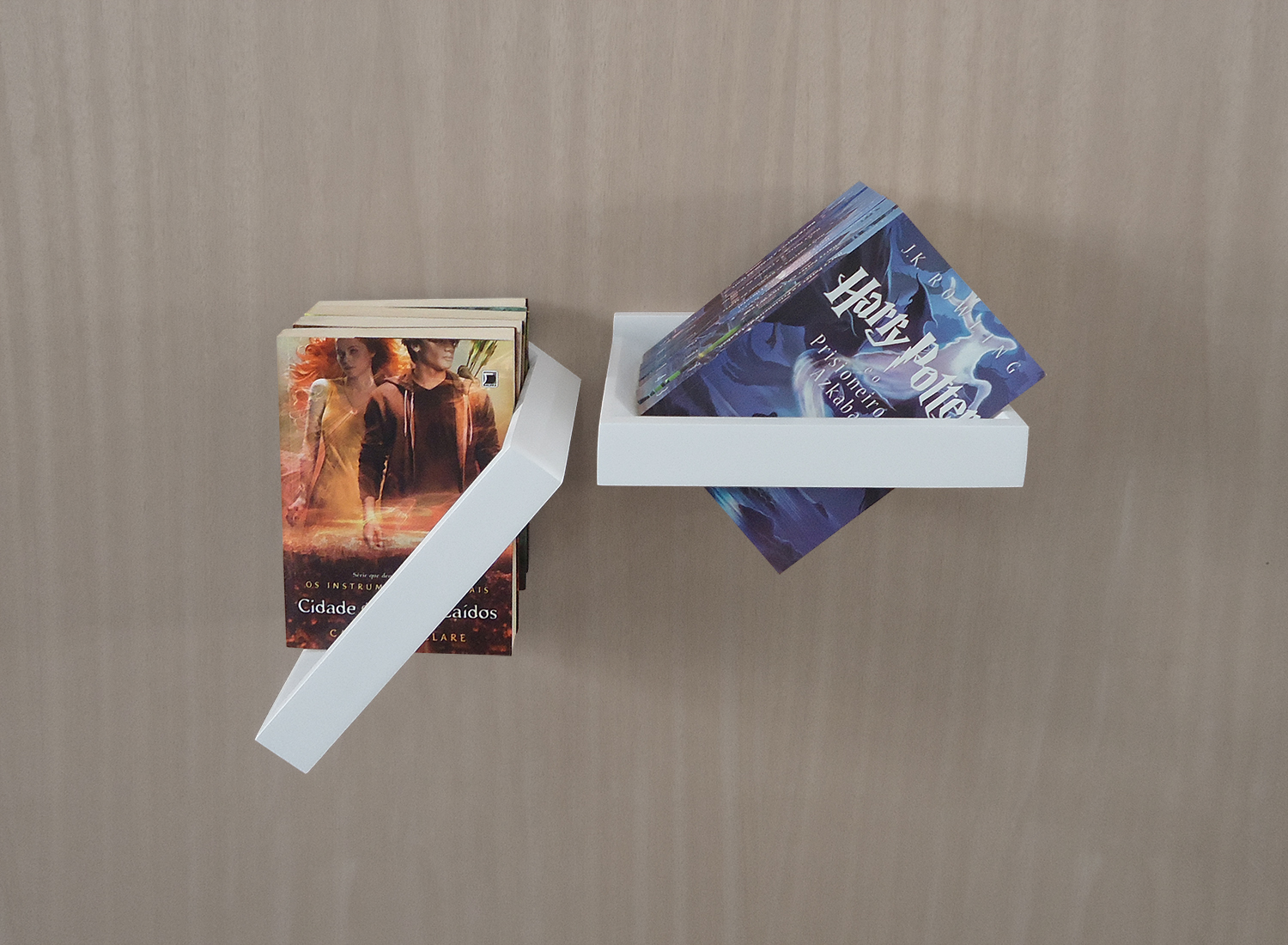 Prateleira Porta Livros Suporte Estante Nicho Decorativo 2 Peças Parede - Branco Laca