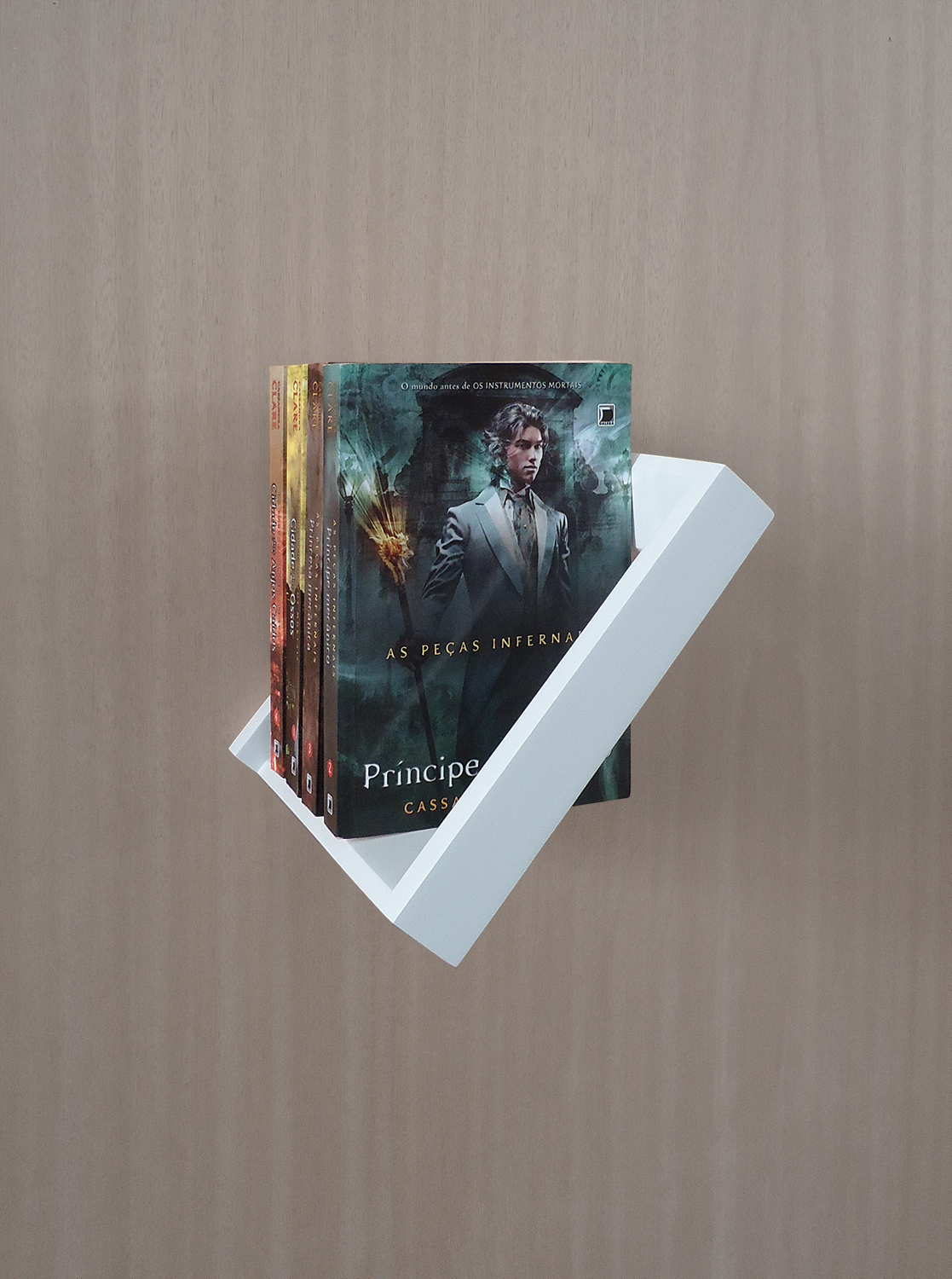 Prateleira Porta Livros Suporte Estante Nicho Decorativo 2 Peças Parede - Branco Laca