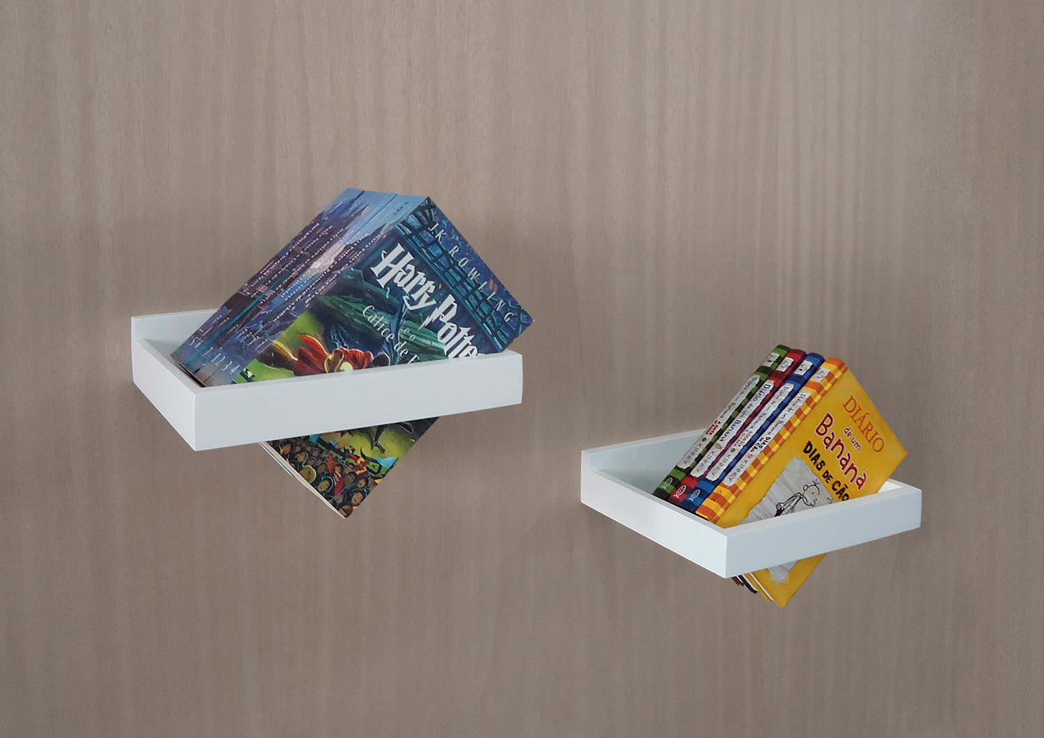 Prateleira Porta Livros Suporte Estante Nicho Decorativo 2 Peças Parede - Branco Laca