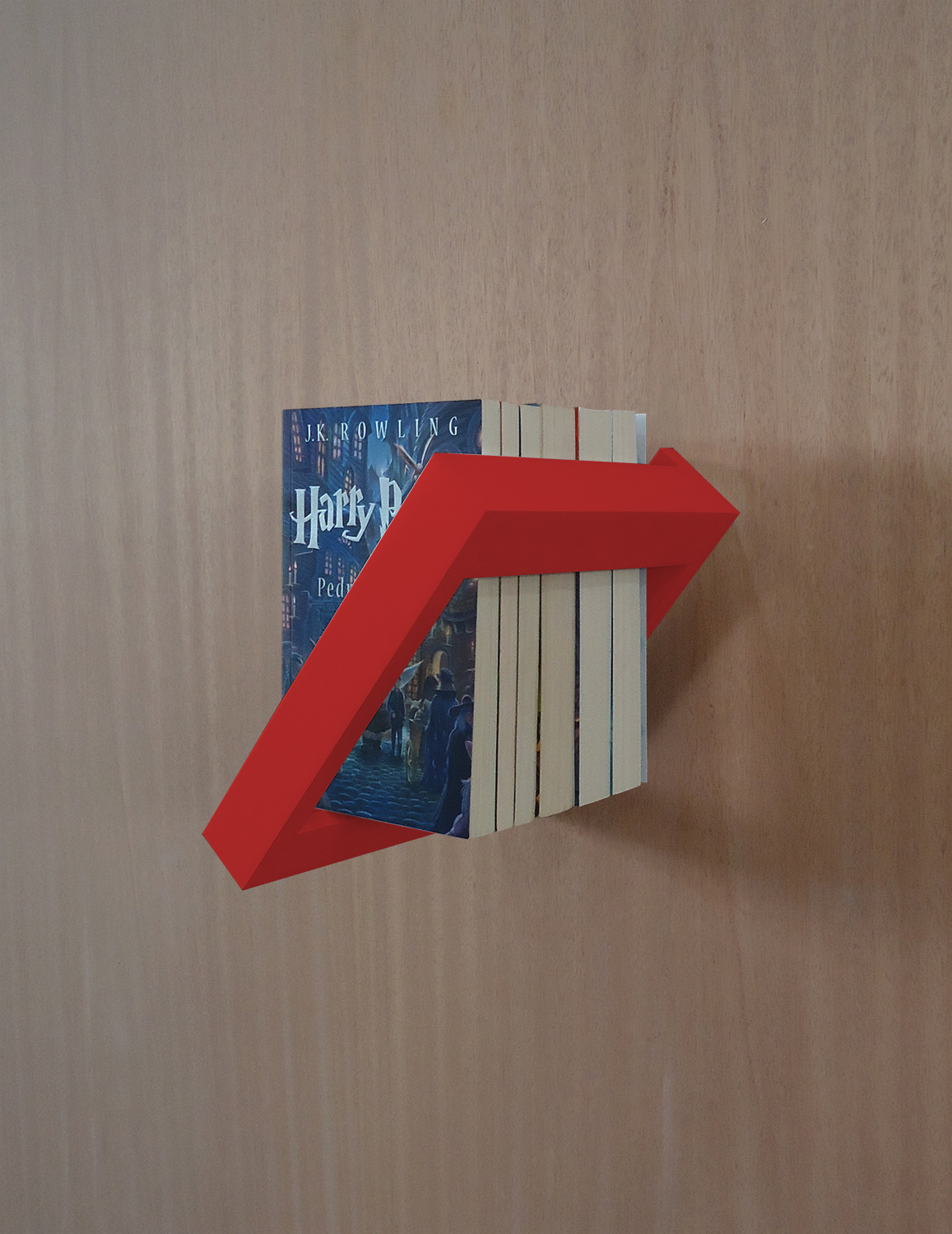 Prateleira Porta Livros Suporte Estante Nicho Decorativo 2 Peças Parede - Vermelho Laca