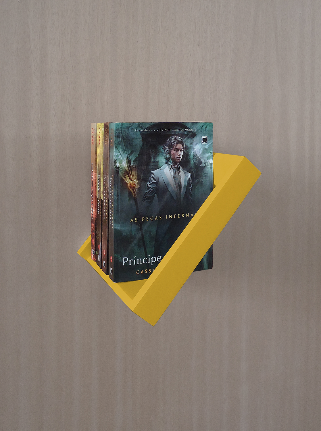 Prateleira Porta Livros Suporte Estante Nicho Decorativo 2 peças Parede - Amarelo Laca