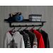 Prateleira Suporte Cabideiro de Parede Roupas e Acessórios Estilo Industrial - Preto Laca