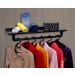 Prateleira Suporte Cabideiro de Parede Roupas e Acessórios Estilo Industrial - Preto Laca