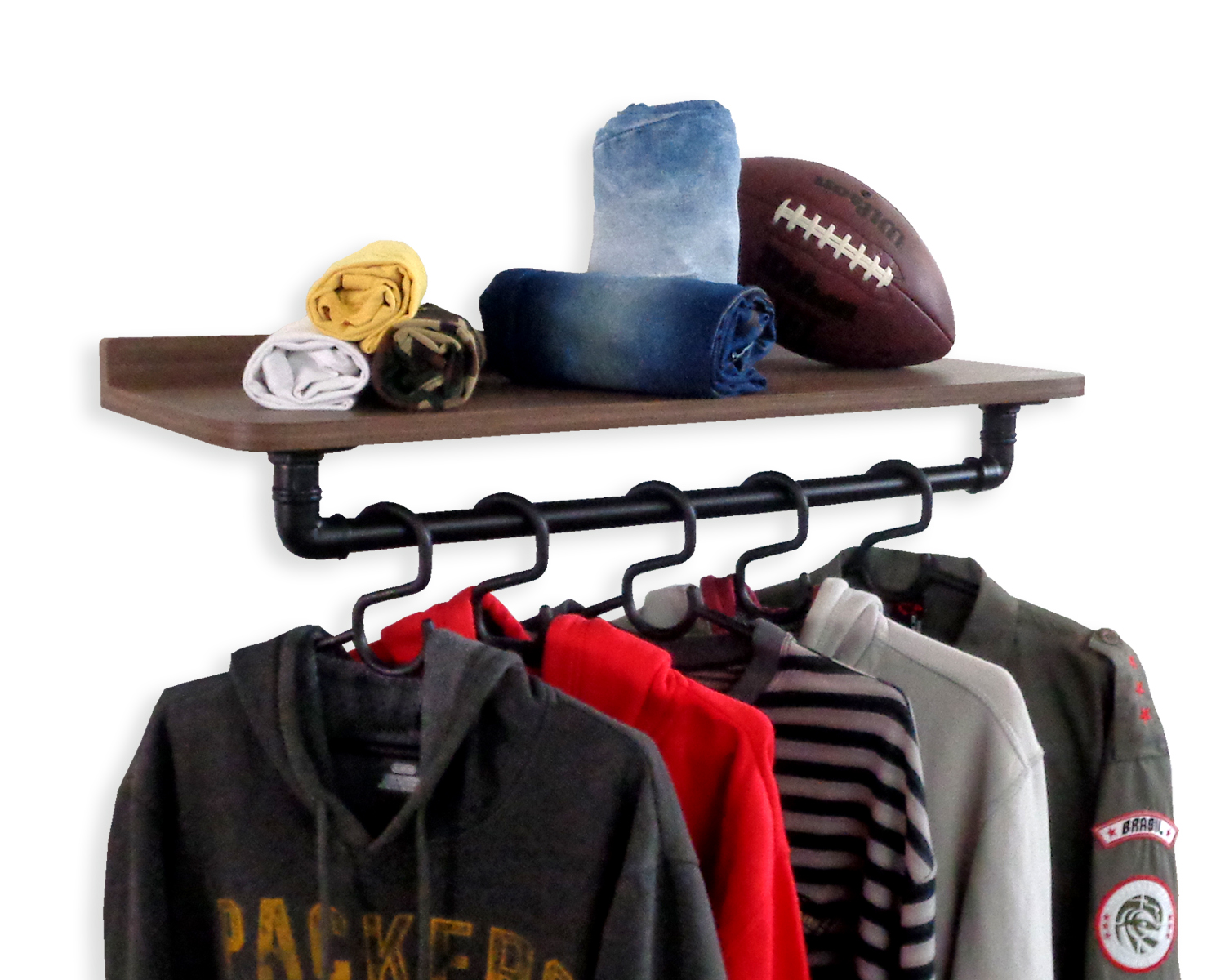 Prateleira Suporte Cabideiro de Parede Roupas e Acessórios Estilo Industrial - Versati