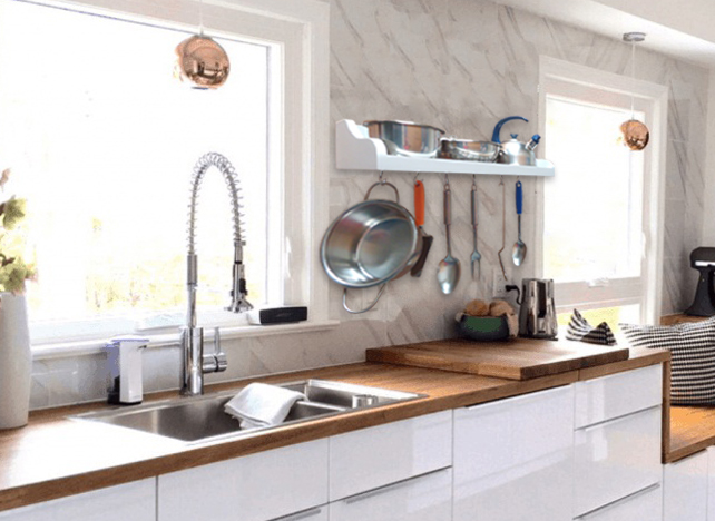 Prateleira Suporte Porta Panelas e Utensílios de Cozinha - Branco Laca