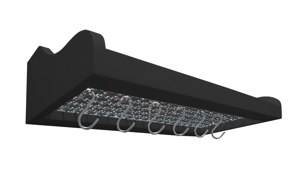 Prateleira Suporte Porta Panelas e Utensílios de Cozinha - Preto Laca