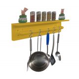 Prateleira para Temperos e Suporte Utensílios e Panelas Cozinha Estilo Industrial Amarelo Laca