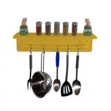 Prateleira para Temperos e Suporte Utensílios e Panelas Cozinha Estilo Industrial Amarelo Laca